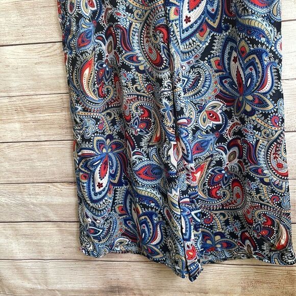 CATO WIDE LEG PANTS IN BLUE PAISLEY PRINT - Picture 3 of 6